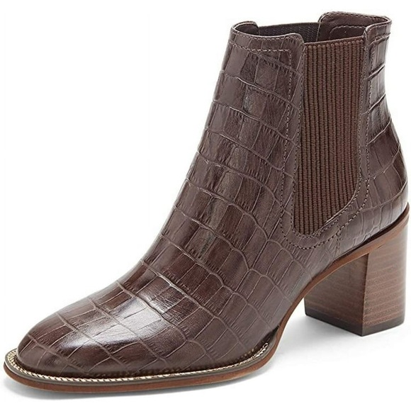 Vince Camuto Shoes - NEW Women’s VINCE CAMUTO Jentilliy brown croc leather ankle booties-Size 9